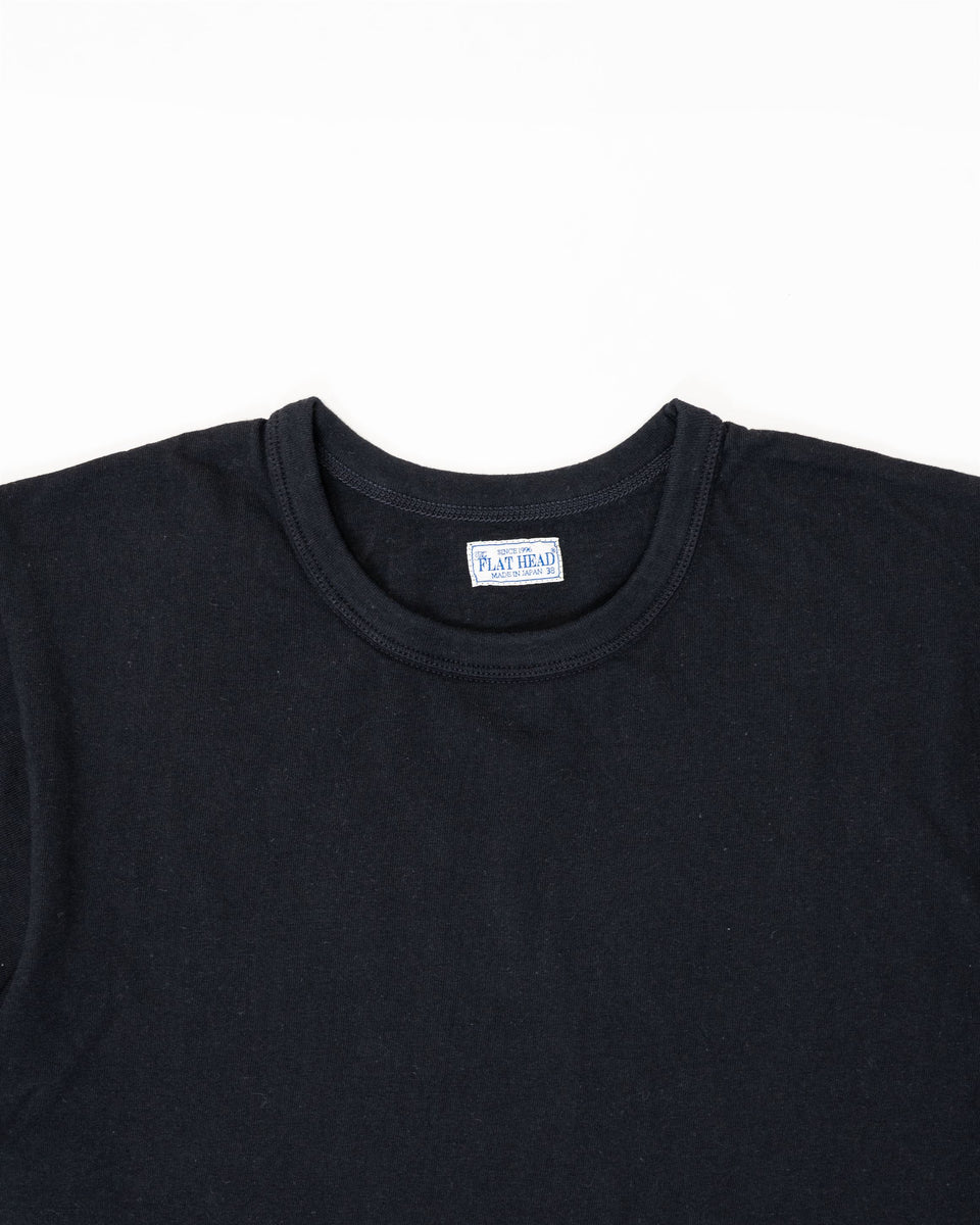 Flat Head Loopwheeled Blank T-Shirt - Black