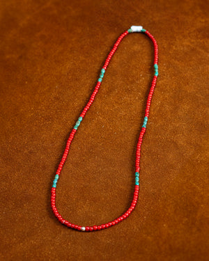 Open image in slideshow, Red and Turquoise Bead Necklace | Red-Turquoise
