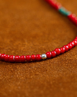 Red and Turquoise Bead Necklace | Red-Turquoise