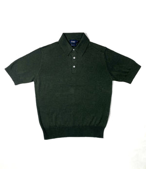 Open image in slideshow, SS Linen-Cotton Knitted Polo Shirt DRA2A3G | Military Olive
