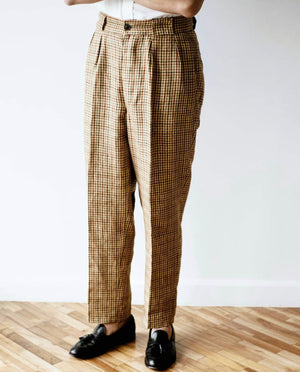 3 Pleats Linen Old Check, Nigel Cabourn - The Signet Store