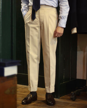 Open image in slideshow, Cream Cotton Trousers, Ambrosi Napoli - The Signet Store
