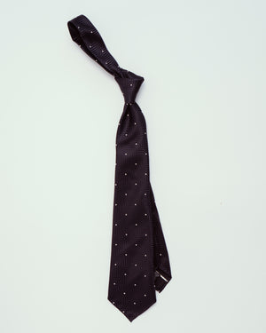 Open image in slideshow, Navy Woven w/ White Dots | 100% Silk, Tie Your Tie - The Signet Store
