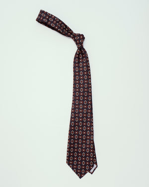 Navy w/ Cream & Red Pattern | 100% Silk, Tie Your Tie - The Signet Store