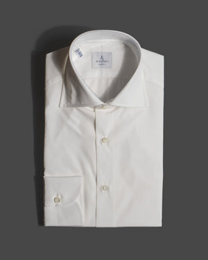 Open image in slideshow, Spread Collar Poplin Shirt (Diamante) | White
