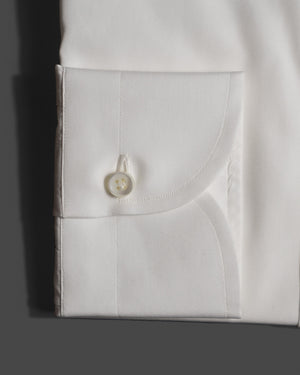 Spread Collar Poplin Shirt (Diamante) | White