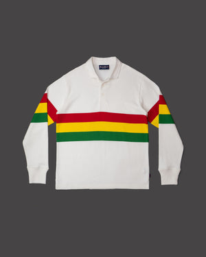 Open image in slideshow, 70s Stripe Rugby Shirt | Red-Green-Yellow Stripe
