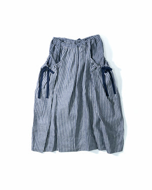 Open image in slideshow, Linen Stripe Garter Skirt 80460852003-2 | Navy
