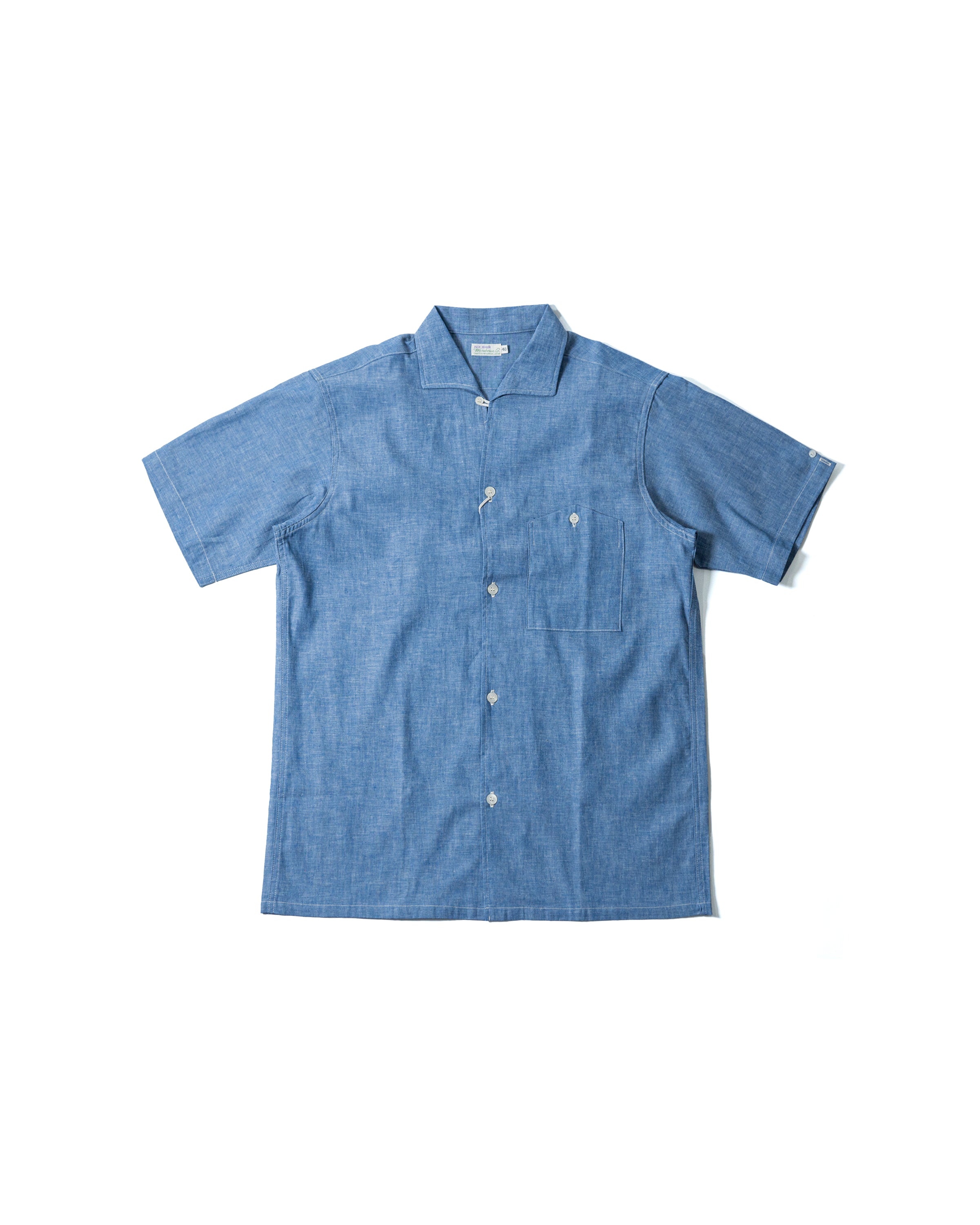S/S Open Collar Shirts 3091 | Blue Chambray