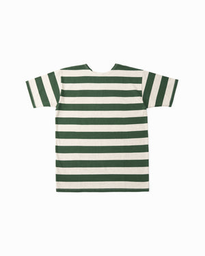 Short Sleeve 2 inch Stripe Tee 4050 | Green-Oatmeal