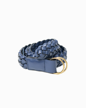 Open image in slideshow, Hand Woven Calf Leather Belt 58123 | Nocturne (Blue)
