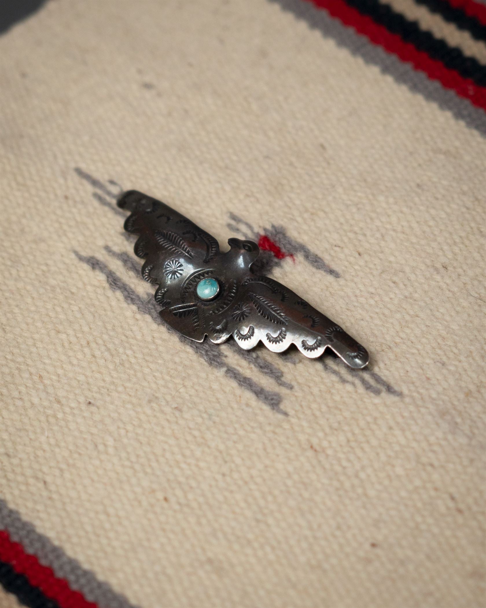 05- Navajo Thunderbird Brooch Pin - Circle Turquoise
