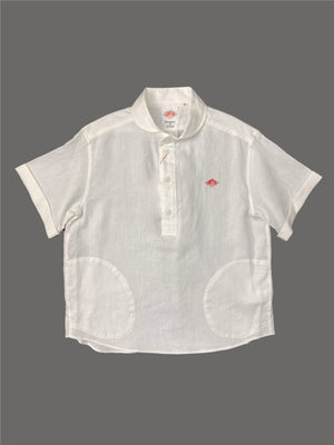 Open image in slideshow, Women&#39;s Round Collar P.O Shirt S/S Linen JD-3565 KLS | White
