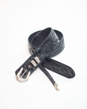 Open image in slideshow, Tooled Ranger Belt with Sterling | Black
