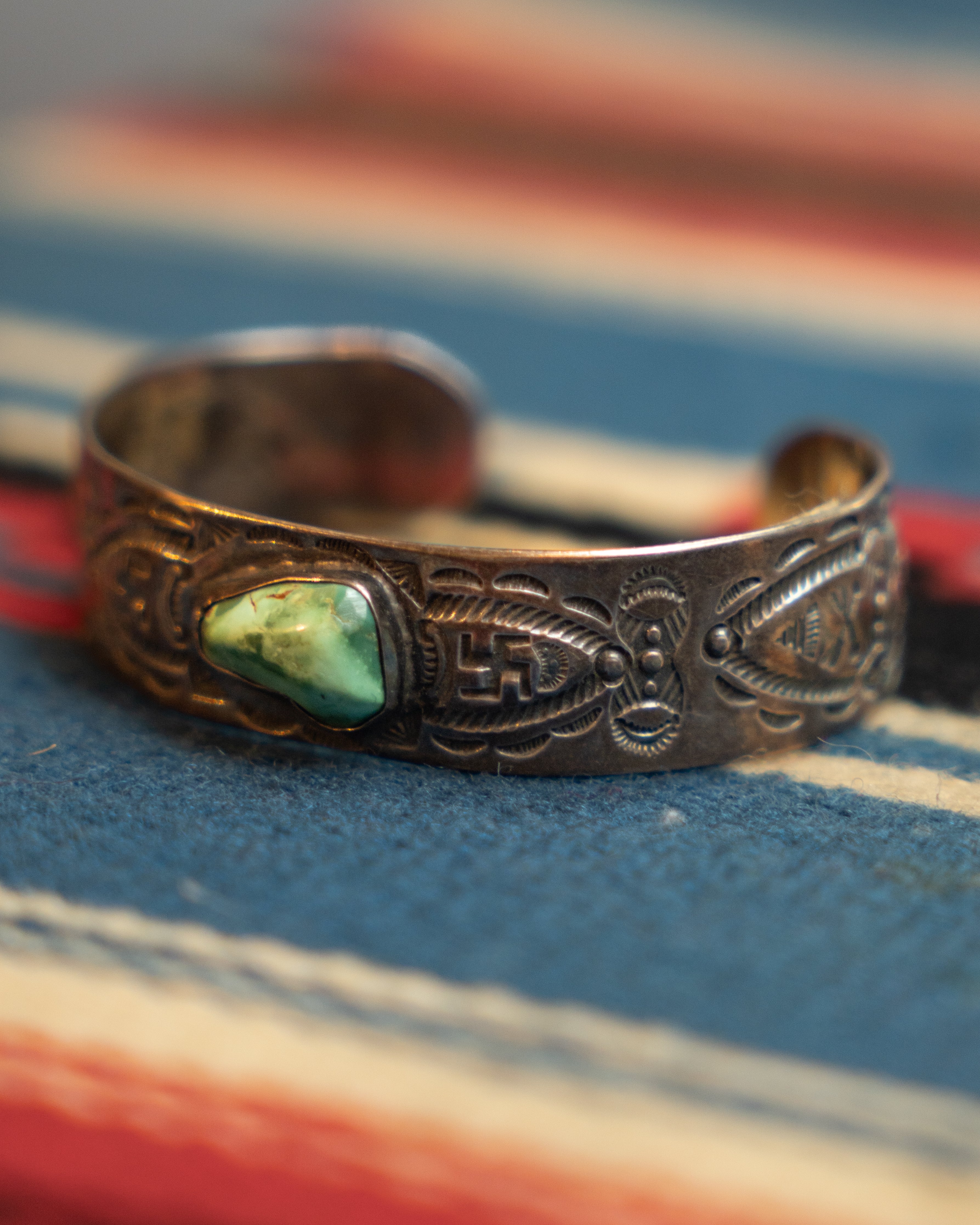 Fred Harvey Old Navajo Turquoise Cuff Bracelet