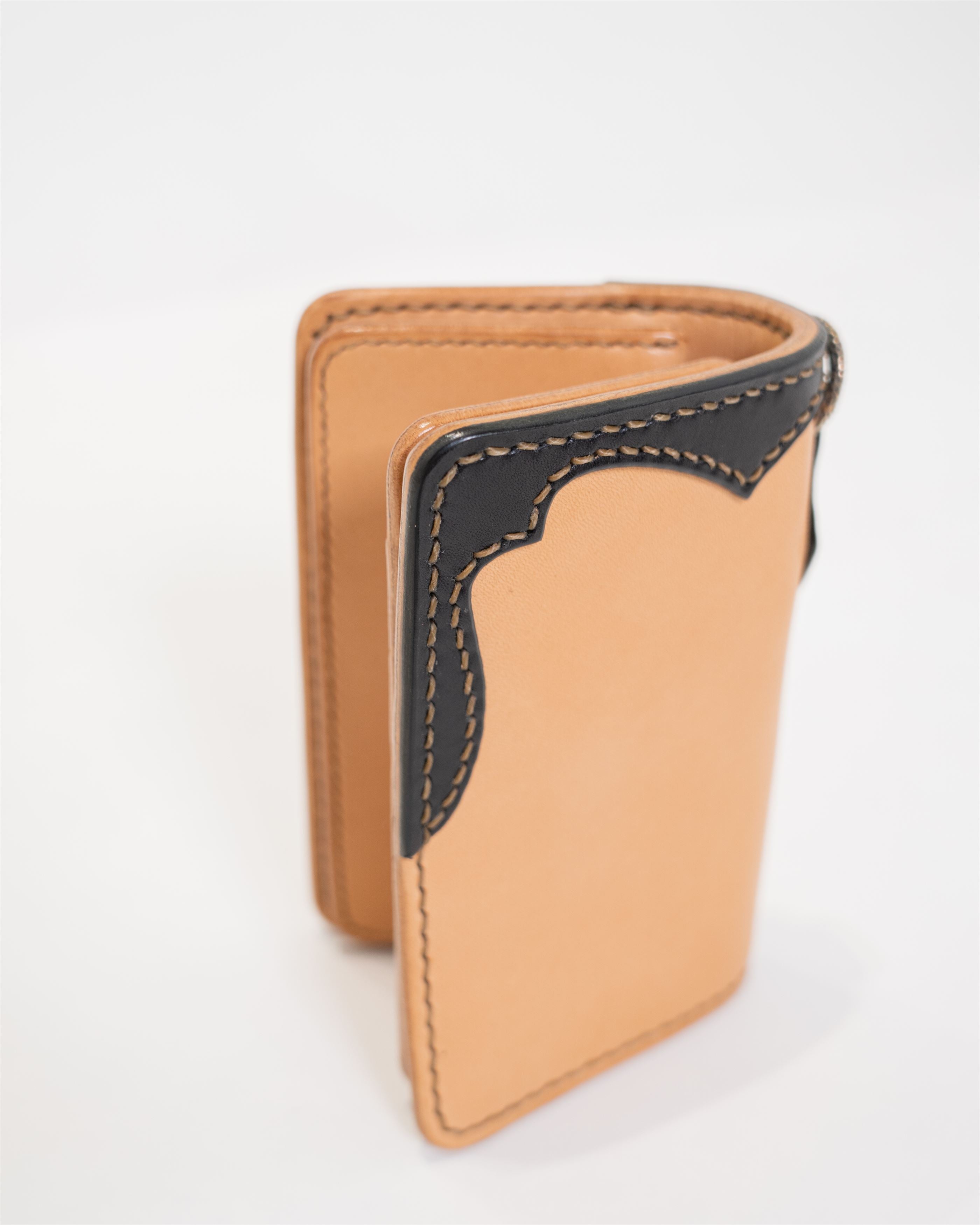 Harness Leather Hand Sewn Zip Wallet FN-WMN4-4Z | Tan-Black