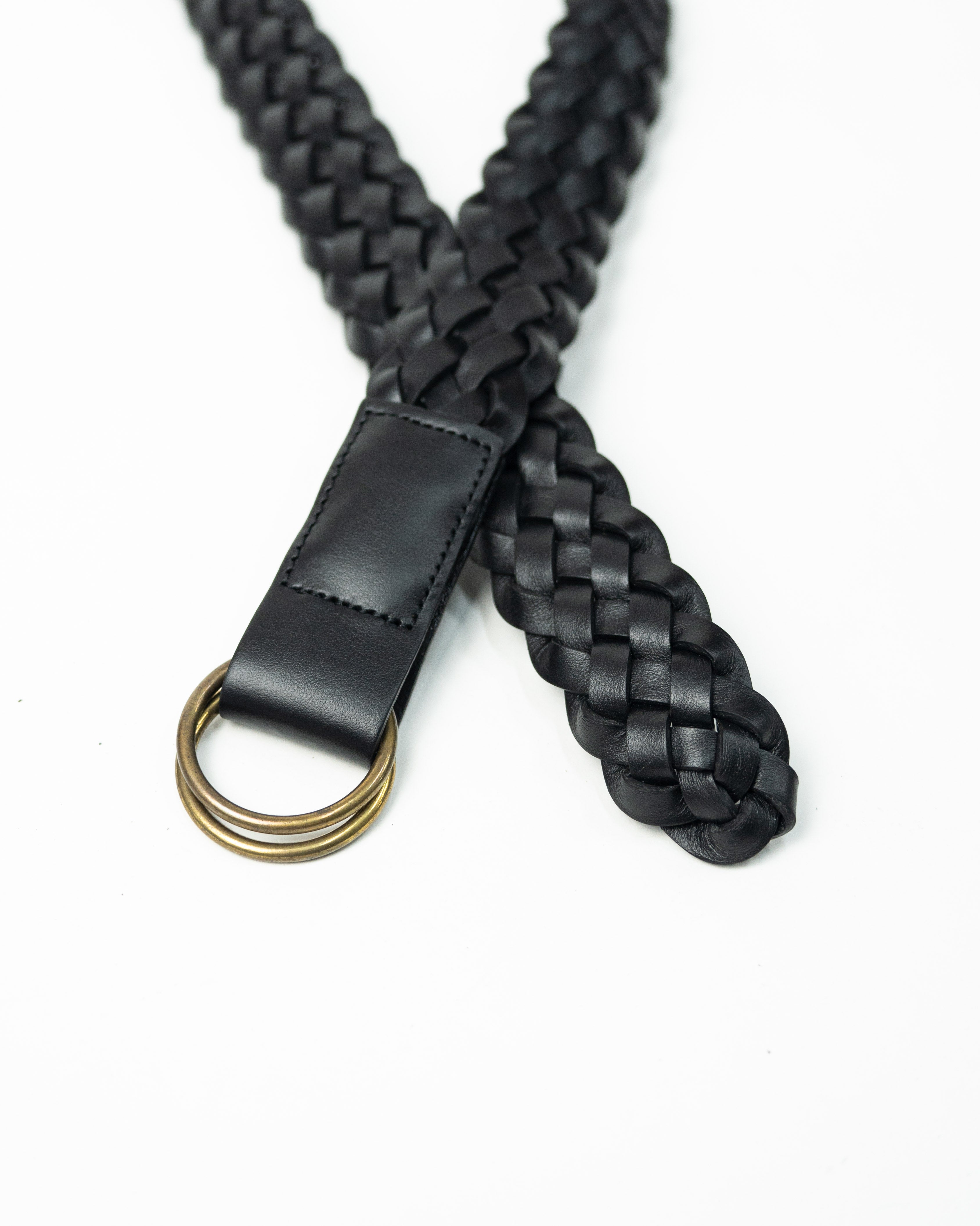 Hand Woven Calf Leather Belt 58123 | Black