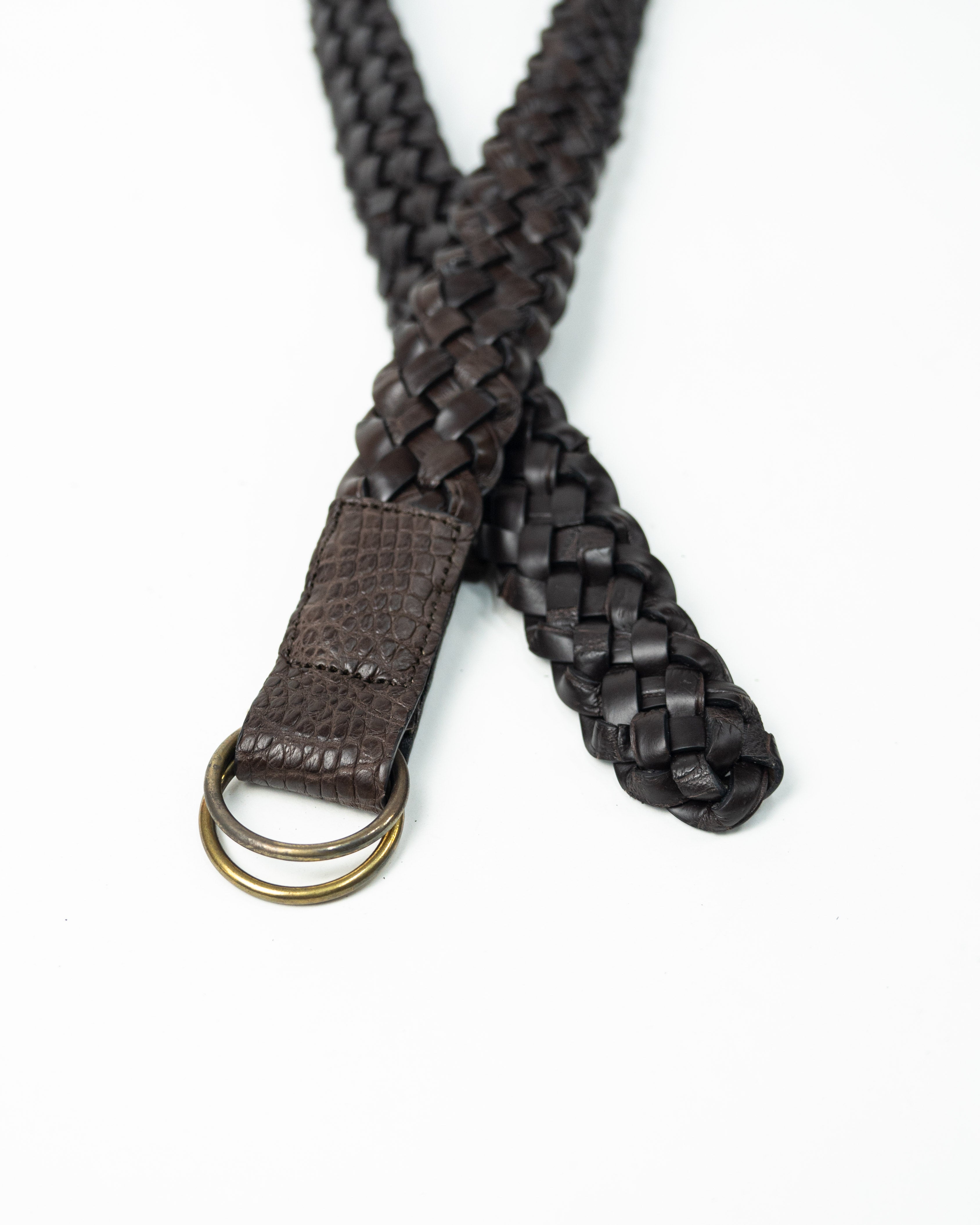 Hand Woven Alligator Belt 58180 | Dark Brown