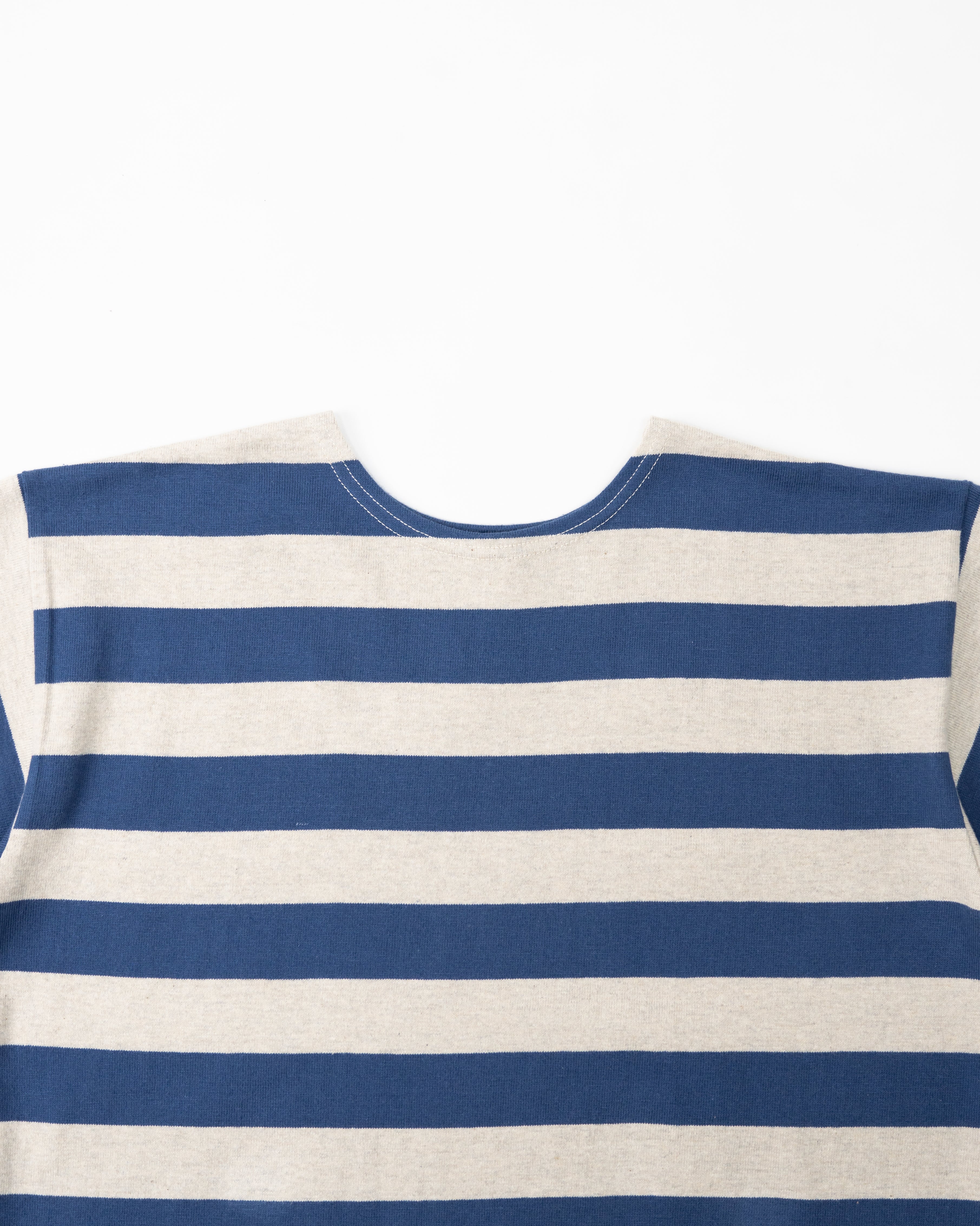 Short Sleeve 2 inch Stripe Tee 4050 | Blue-Oatmeal