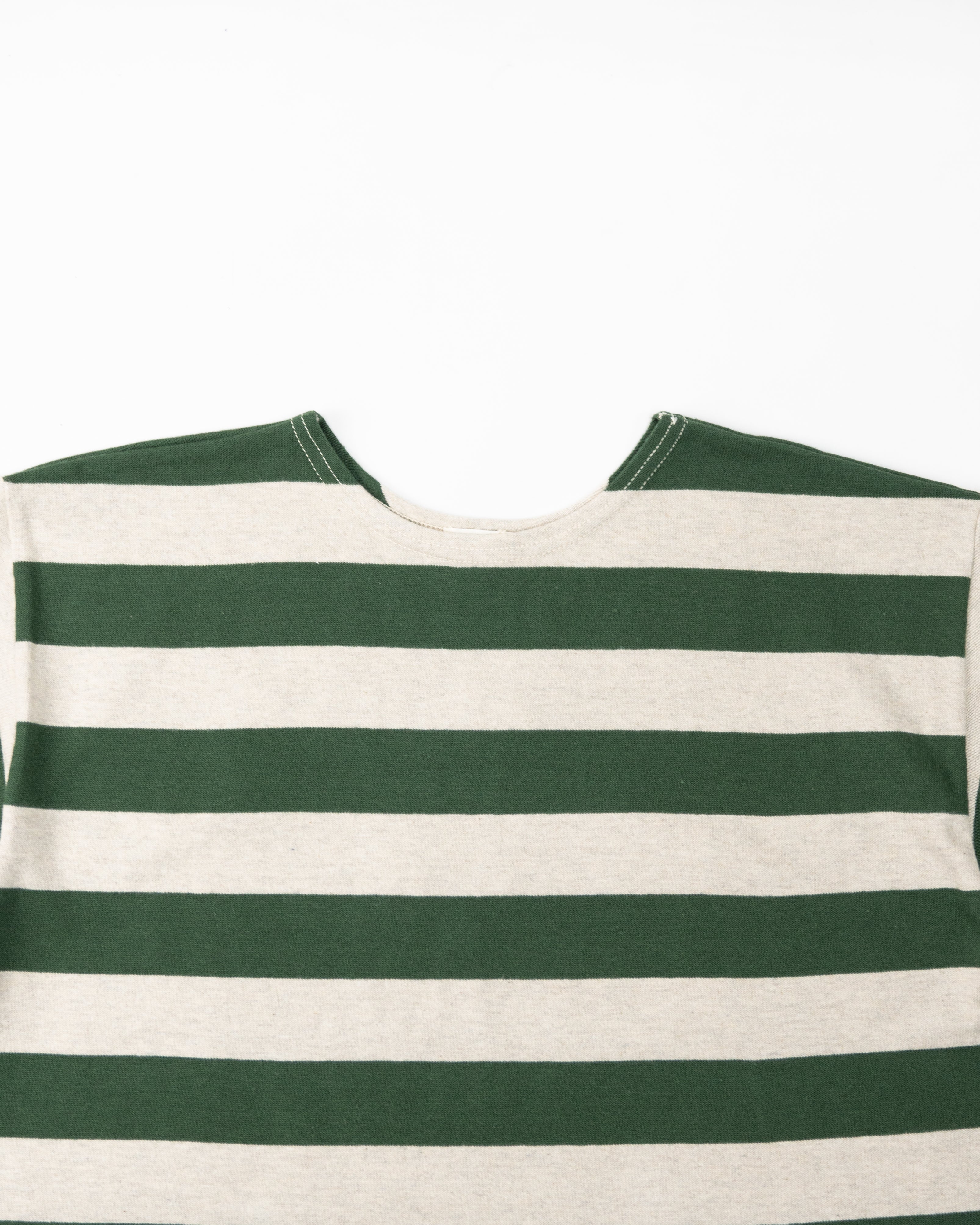 Short Sleeve 2 inch Stripe Tee 4050 | Green-Oatmeal