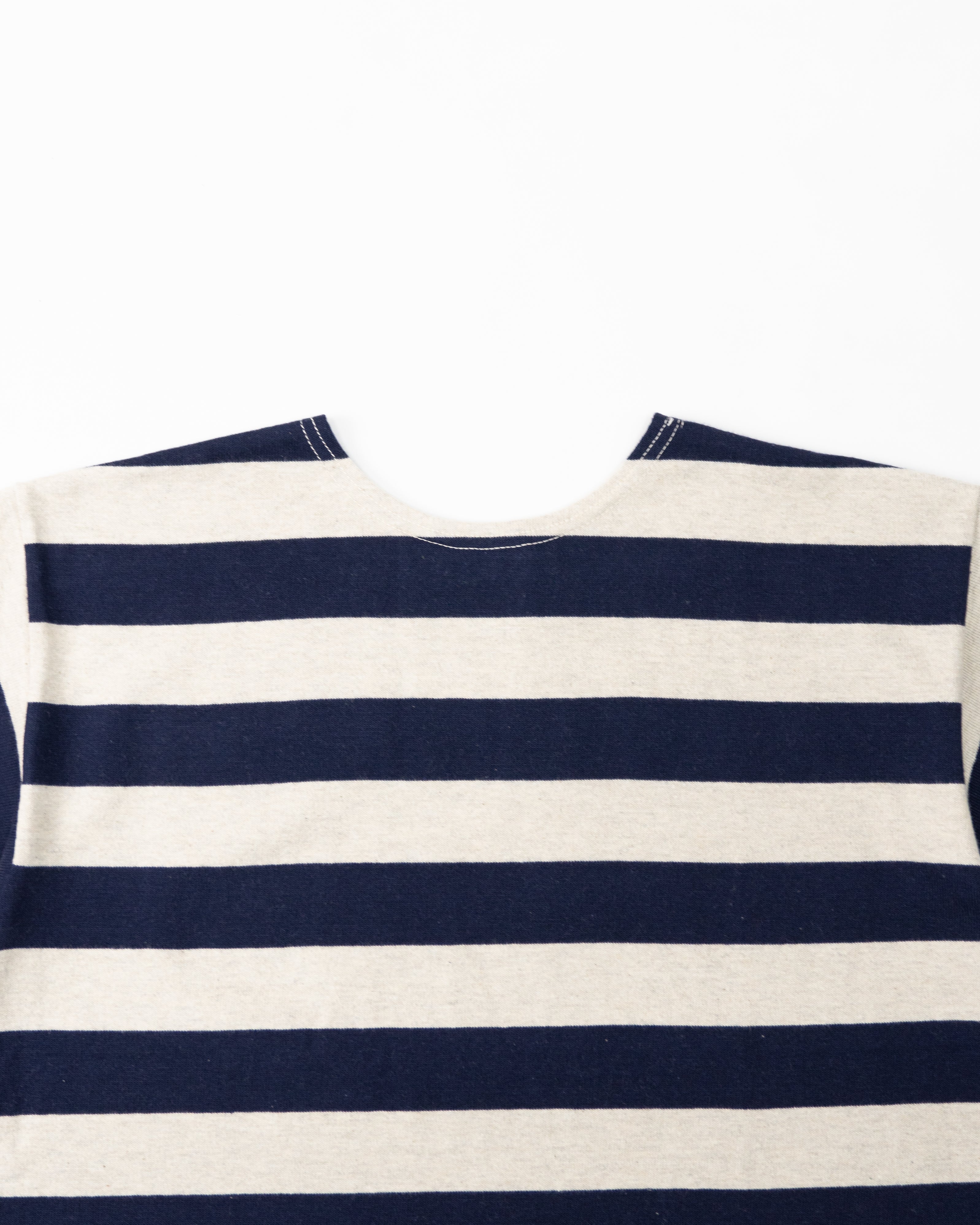 Short Sleeve 2 inch Stripe Tee 4050 | Navy-Oatmeal