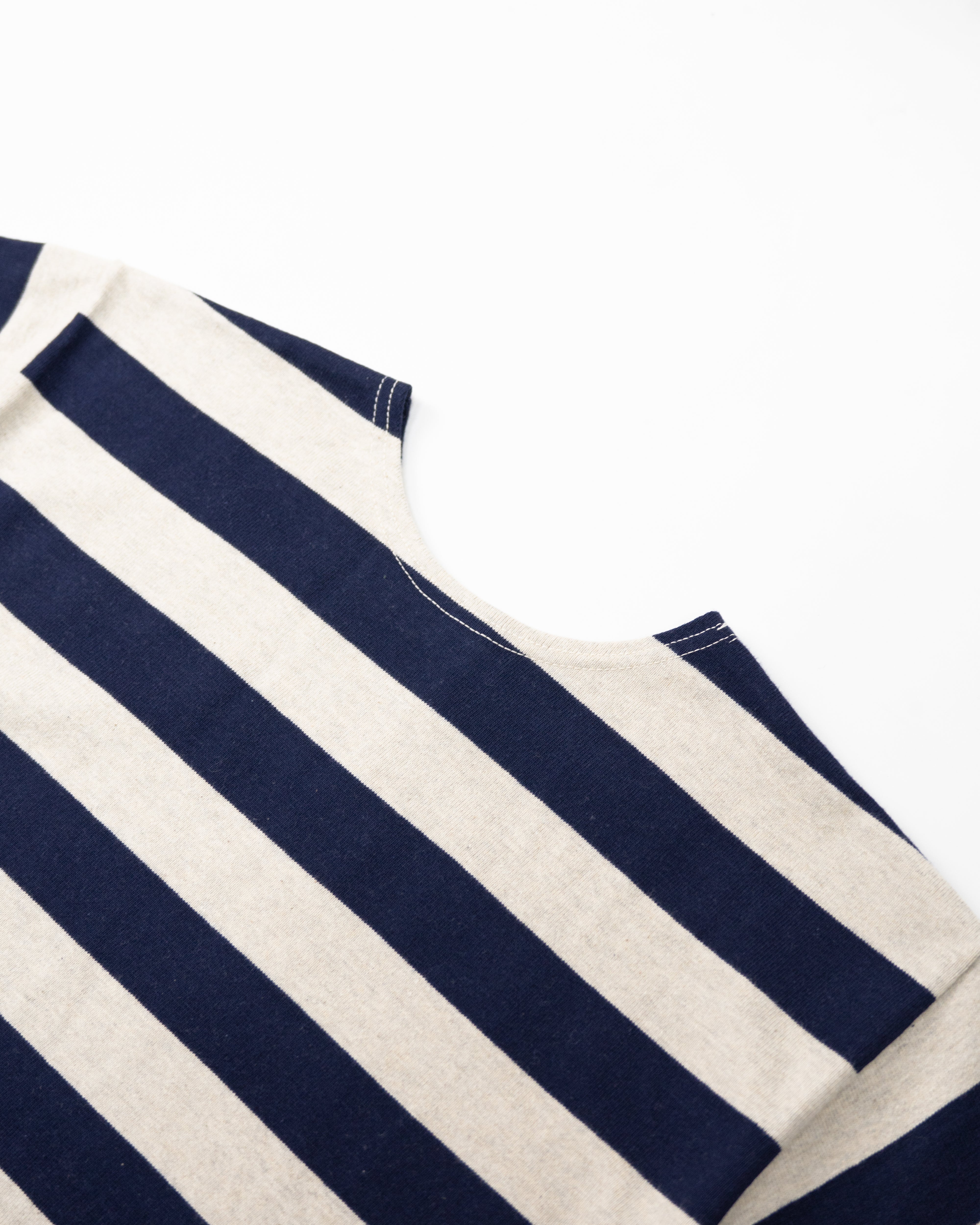 Short Sleeve 2 inch Stripe Tee 4050 | Navy-Oatmeal