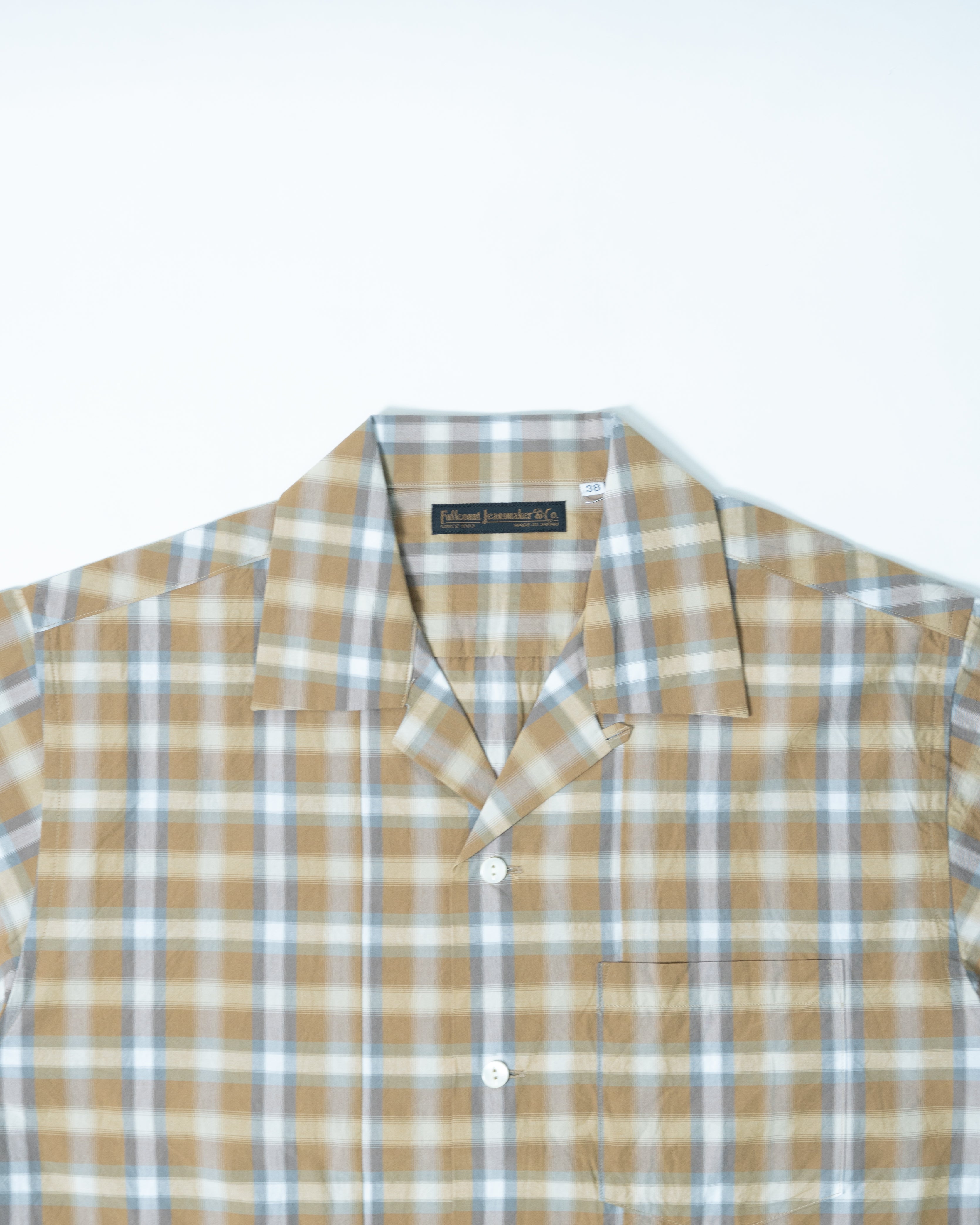 Broad Check Open Collar Shirt 4075-2 | Beige