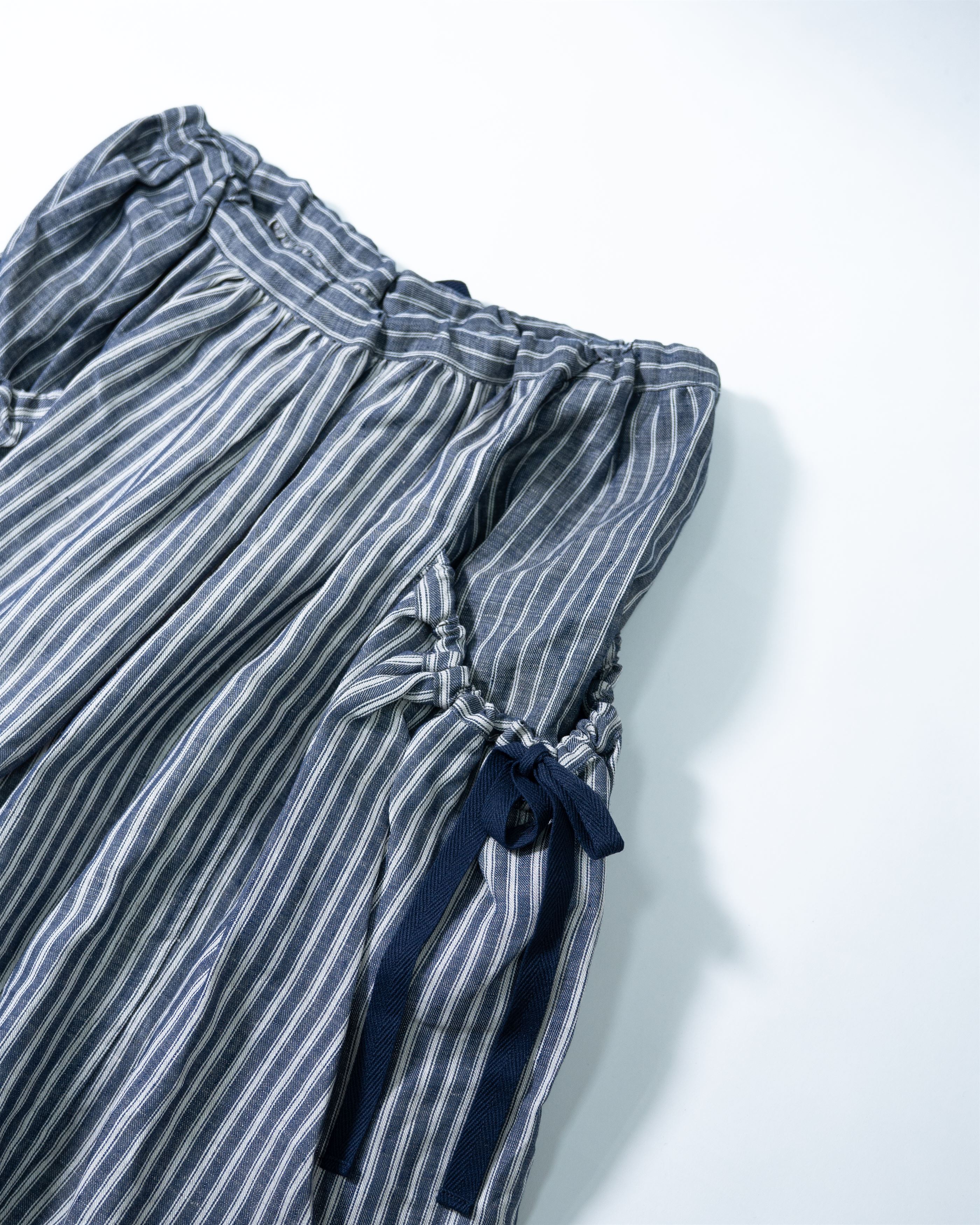 Linen Stripe Garter Skirt 80460852003-2 | Navy