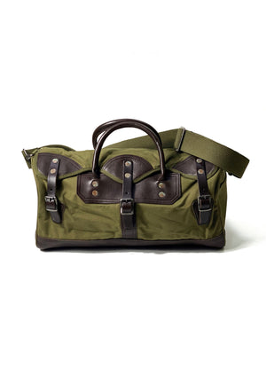 Open image in slideshow, Leather &amp; Canvas Boston Bag 5218 | OD Green
