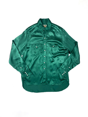Open image in slideshow, Washed Satin Rodeo Shirt | Evergreen
