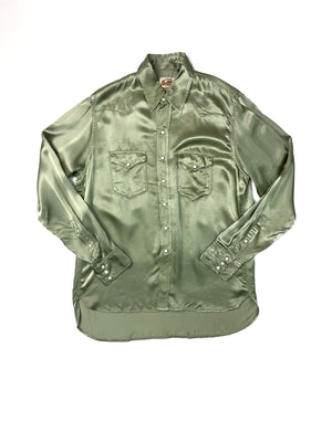 Open image in slideshow, Washed Satin Rodeo Shirt | Faded Olive
