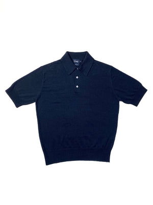 Open image in slideshow, SS Linen-Cotton Knitted Polo Shirt DRA2A3G | Dark Navy
