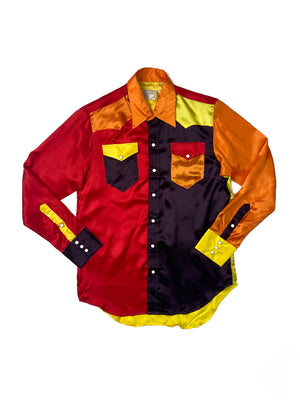 Open image in slideshow, Colorblocked Satin Rodeo Shirt | Firestorm
