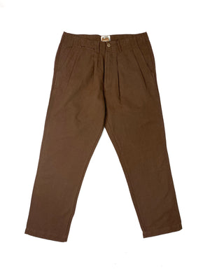 Open image in slideshow, Pleated Cotton/ Linen Chinos | Churro Brown
