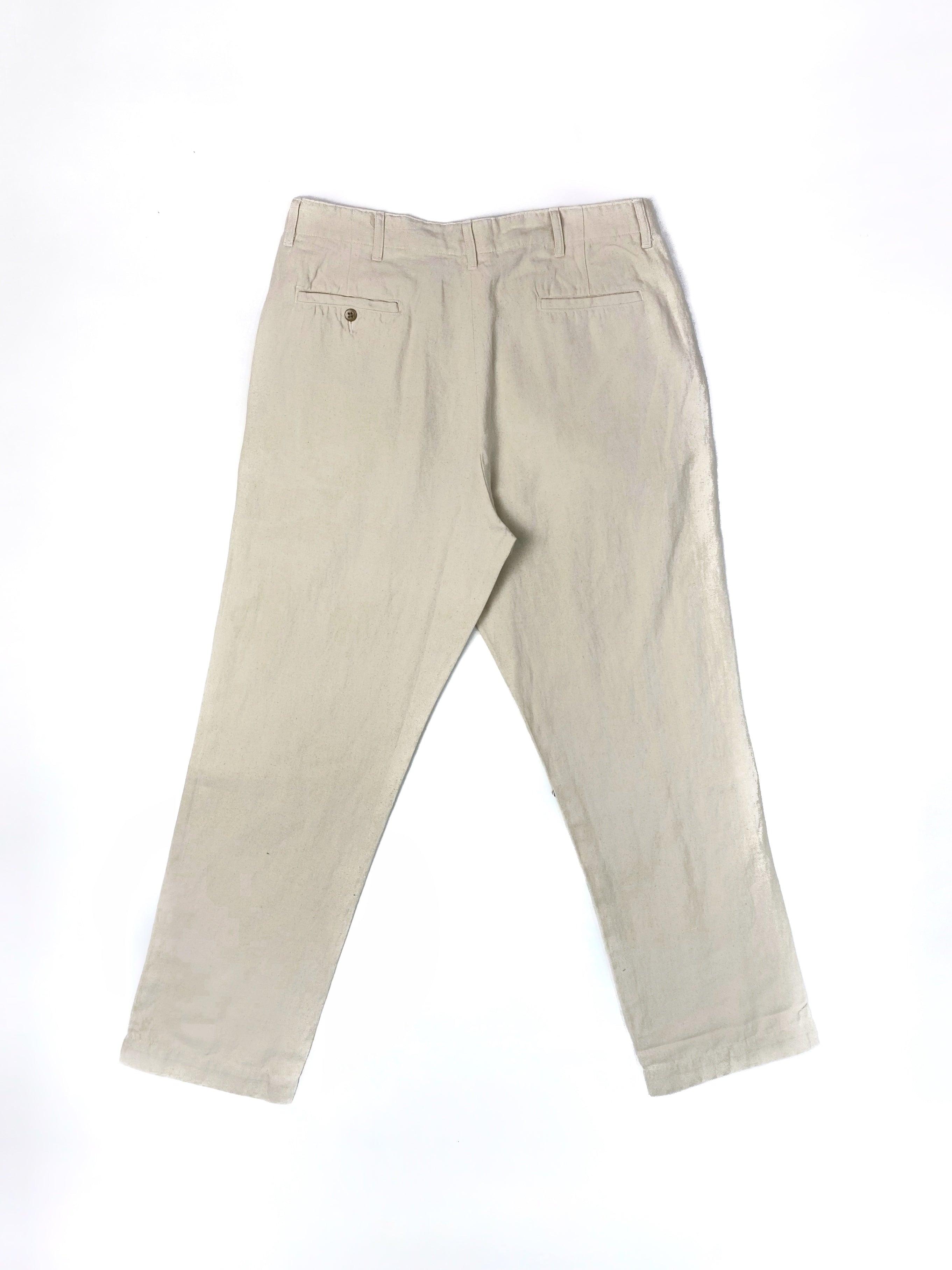 Pleated Cotton/ Linen Chinos | Unbleached