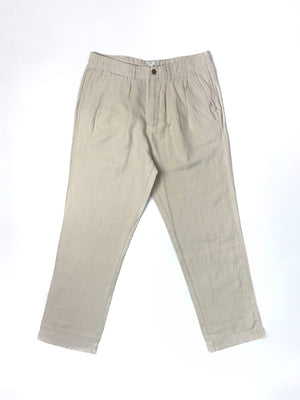 Open image in slideshow, Pleated Cotton/ Linen Chinos | Unbleached
