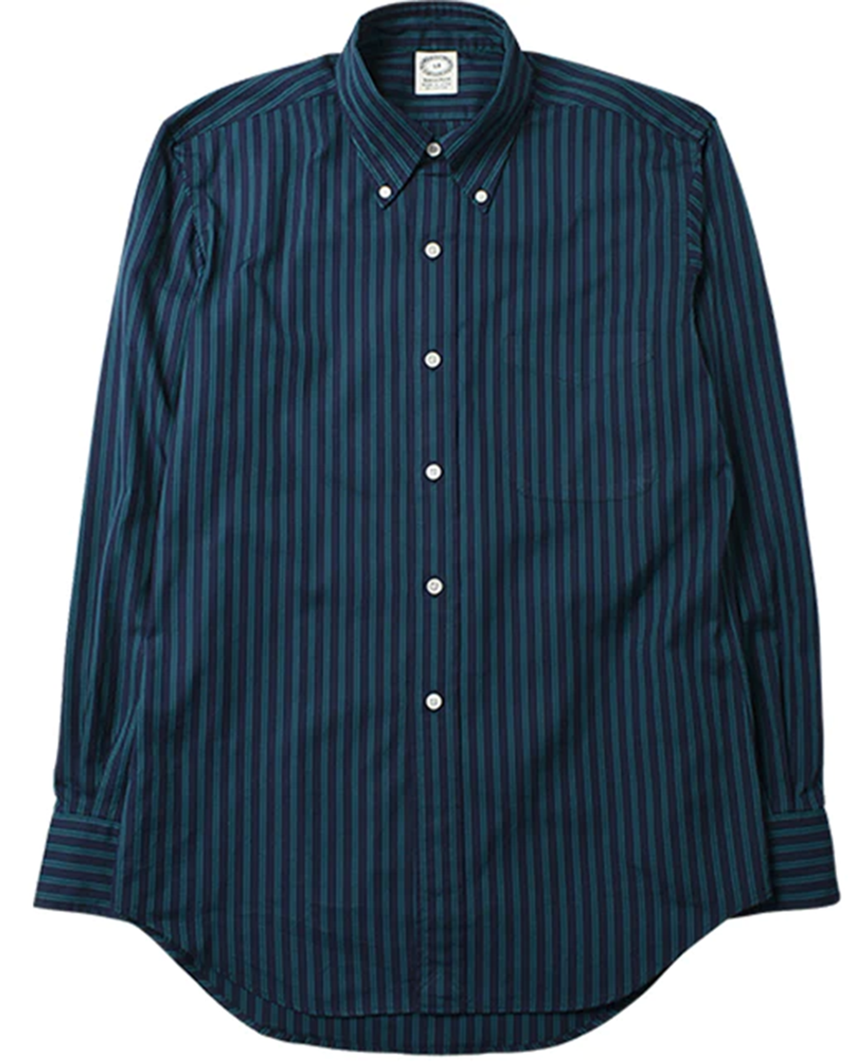 Vintage Ivy Button Down Pinpoint Oxford Shirt - WLGH0729 | Blue-Green ...