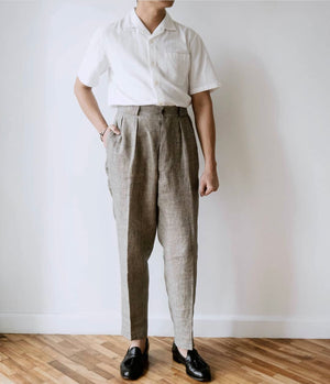 Open image in slideshow, 2 Pleats Linen Old Check, Nigel Cabourn - The Signet Store
