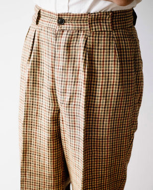 3 Pleats Linen Old Check, Nigel Cabourn - The Signet Store