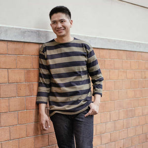 Open image in slideshow, 3/4th Sleeve Striped Tee | 4051 - The Signet Store
