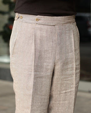 Ambrosi Brown Herringbone Trousers, Ambrosi Napoli - The Signet Store