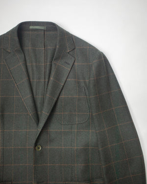 Wool Windowpane Check Jacket RT052F22E | Olive