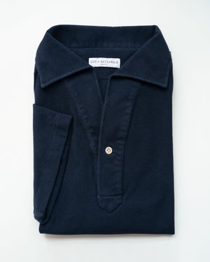 Open image in slideshow, Friday Polo Open Collar Short Sleeves | Navy
