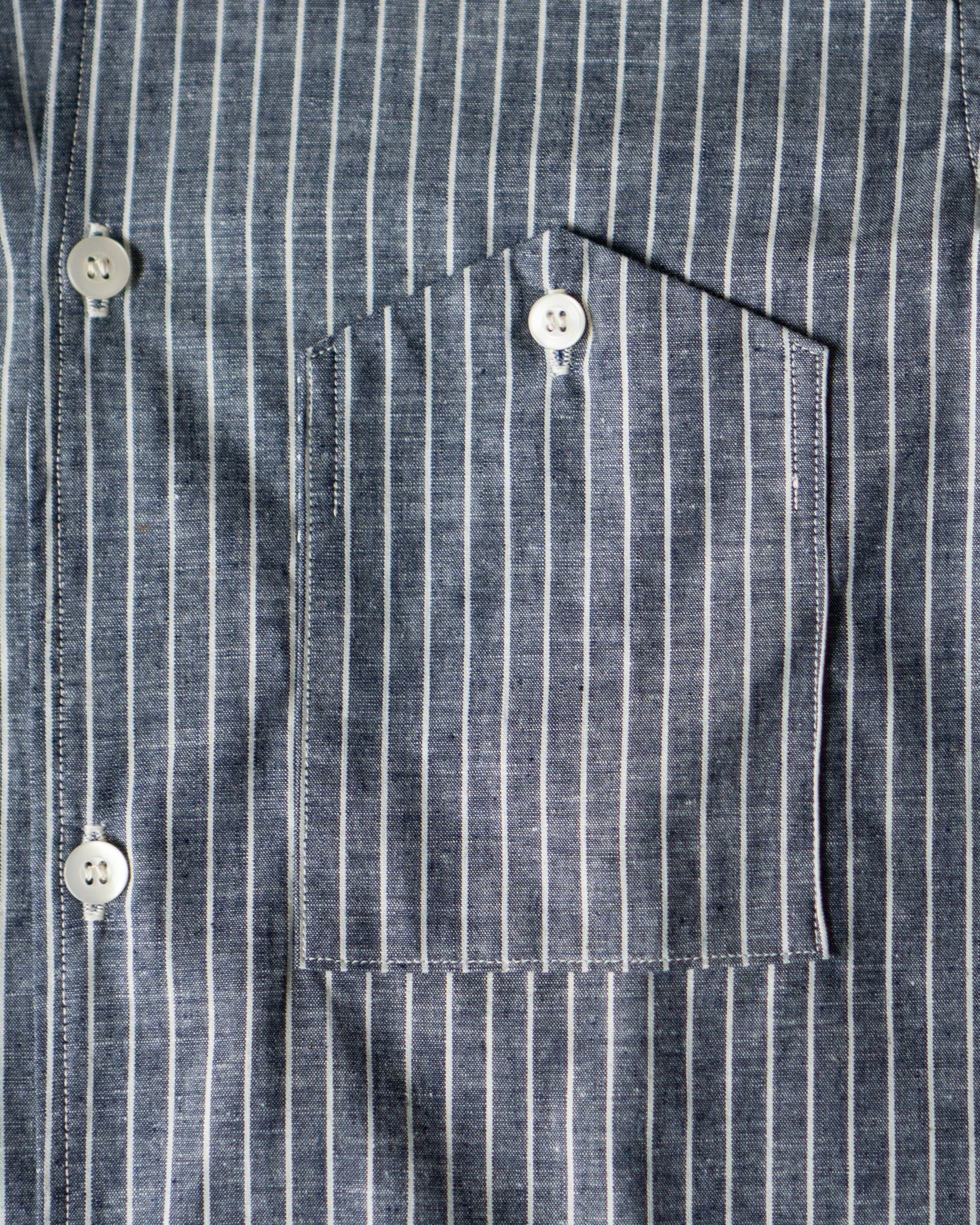 S/S Open Collar Shirts 3091 | Indigo Stripes