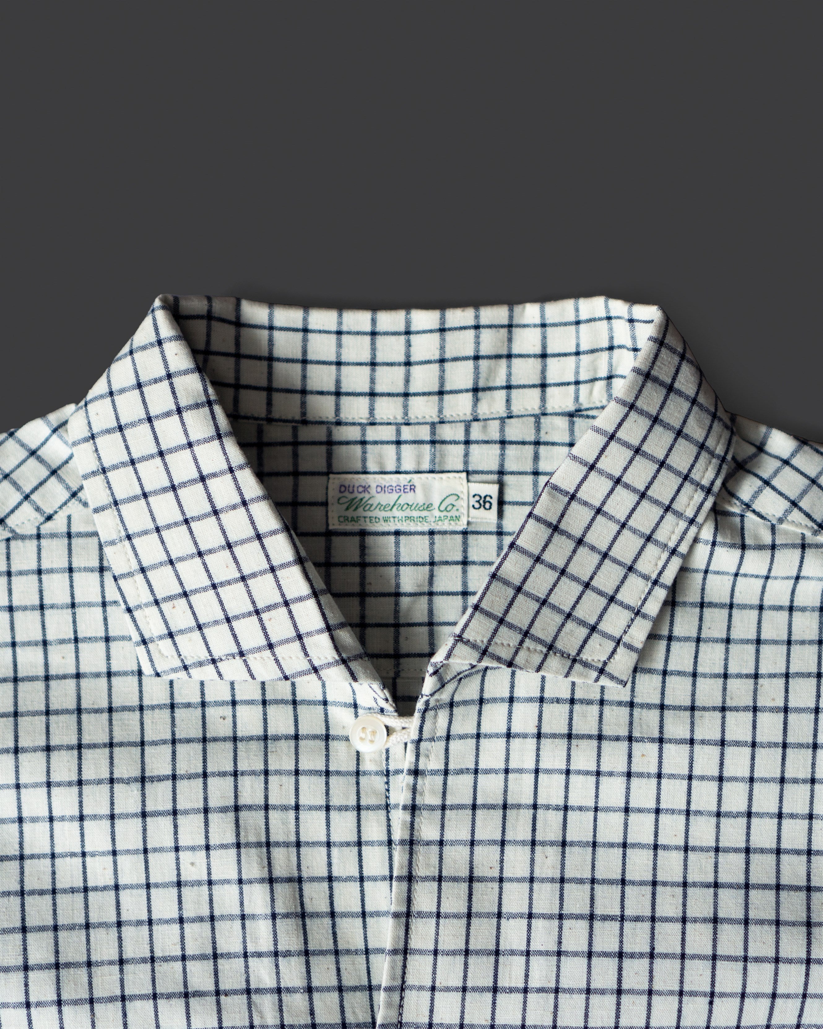 S/S Open Collar Shirts 3091 | Ecru Check