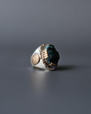 Open image in slideshow, Oval Turquoise Mexican Biker Ring
