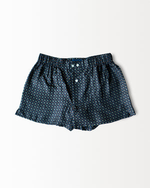 Silk Boxer Shorts | Navy Paisley