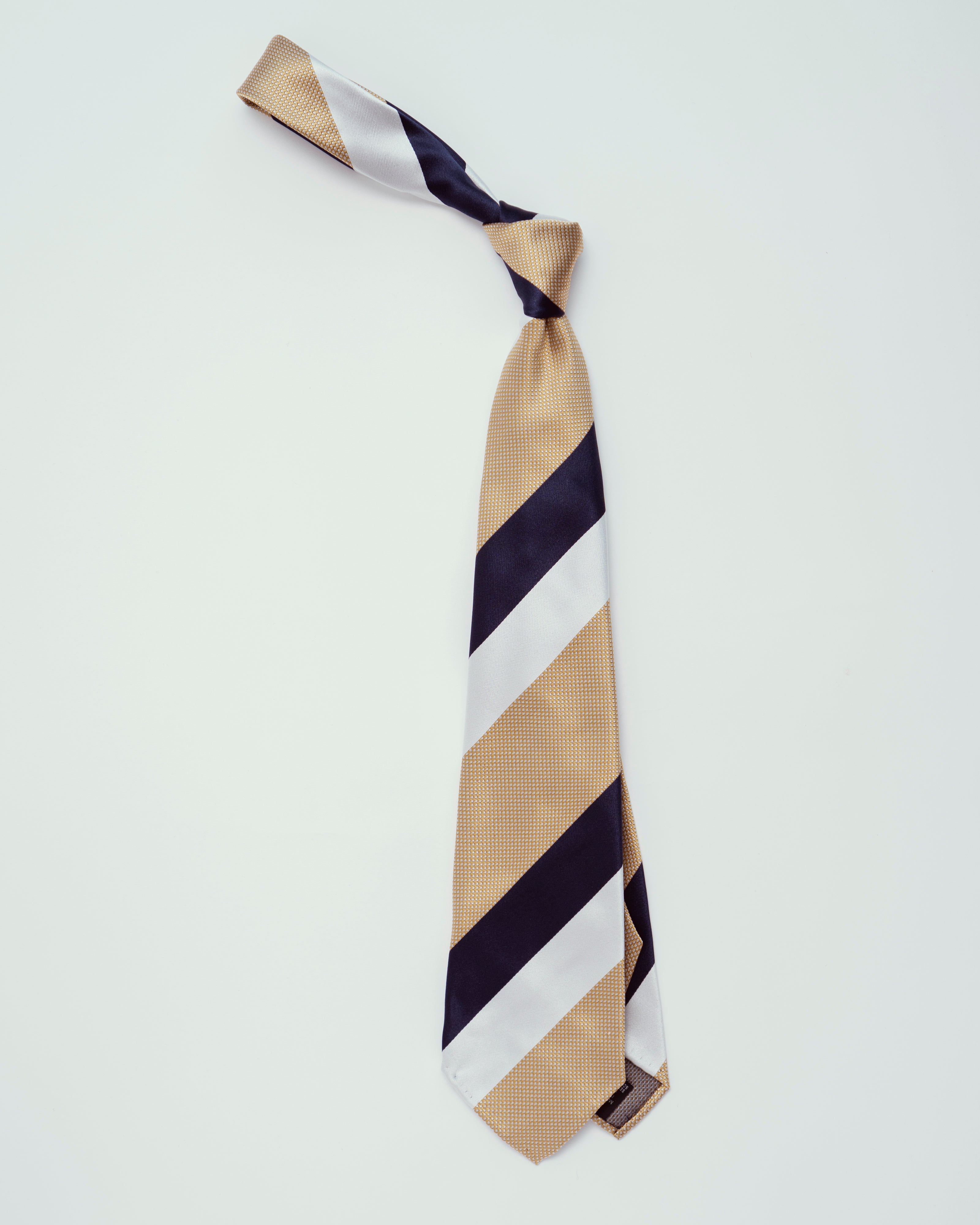 Woven Yellow w/ Silver & Stripes | 100% Silk, Tie Your Tie - The Signet Store