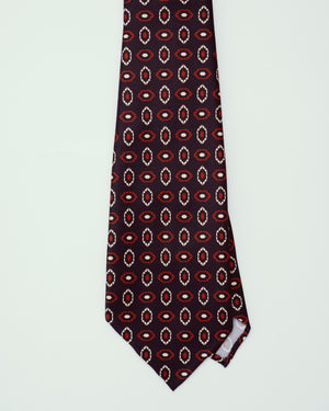 Navy w/ Cream & Red Pattern | 100% Silk, Tie Your Tie - The Signet Store