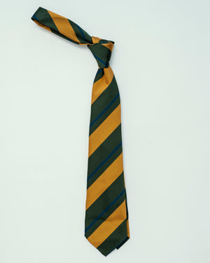 Open image in slideshow, Orange w/ Green Stripe | 50% Silk-50% Cotton, Tie Your Tie - The Signet Store
